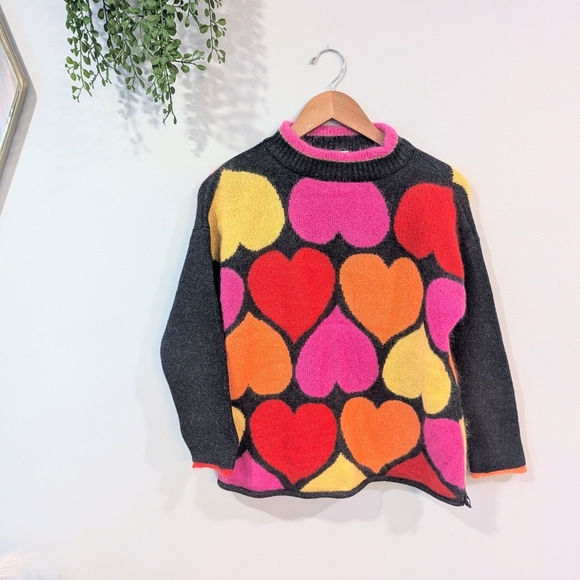 Mondi Sweaters - Vintage Mondi Multicolor Heart Sweater Size 38